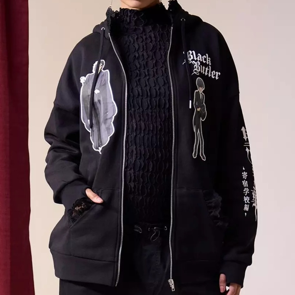 Black Butler Ciel & Sebastian‎ Lace Oversized Hoodie Hot Topic